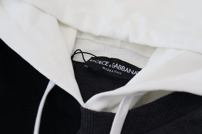 Schwarz Weiß Wolle Kapuzenpullover Pullover