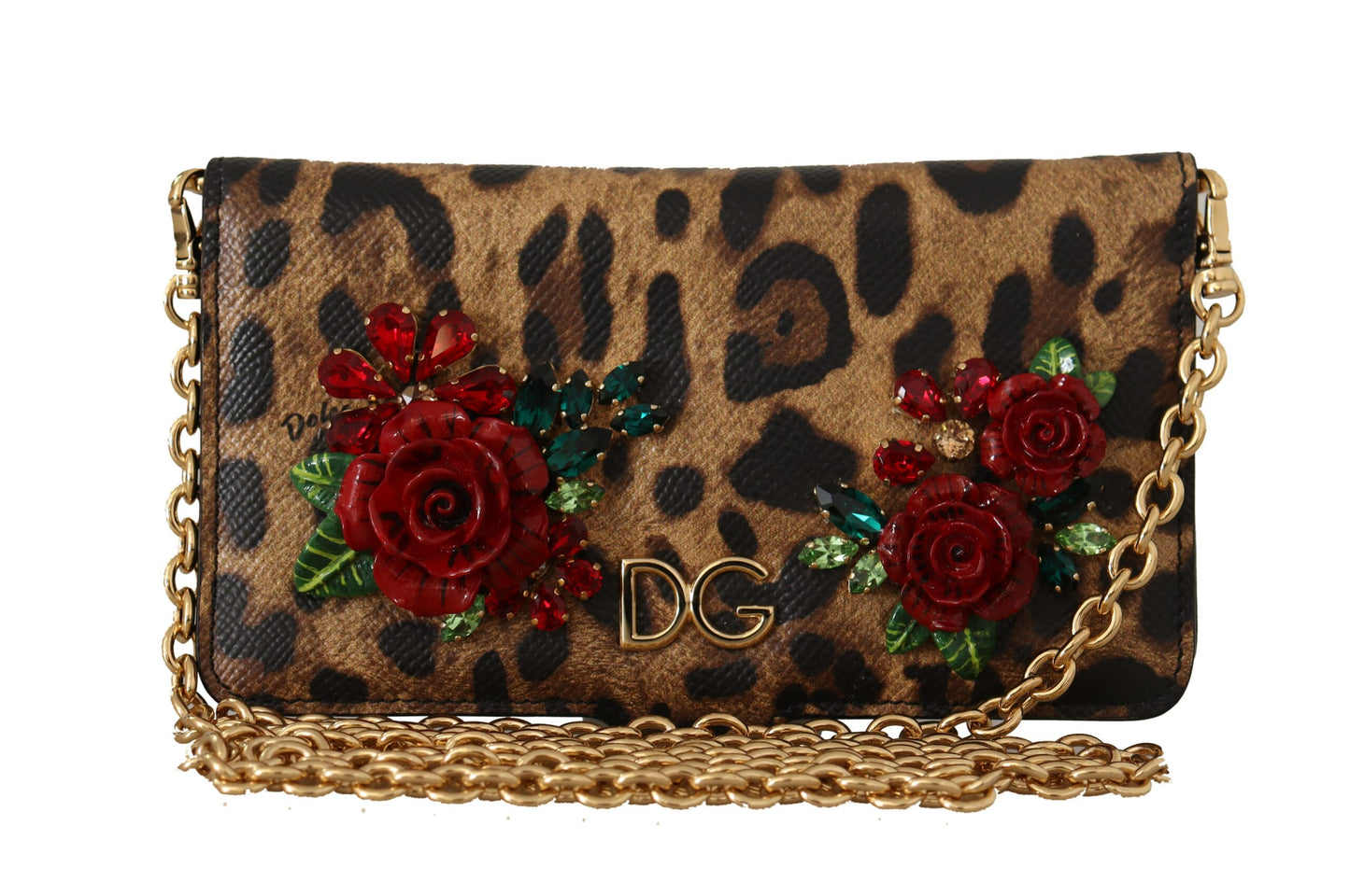 Brauner Leopard Kristall iPhone Tasche Wallet