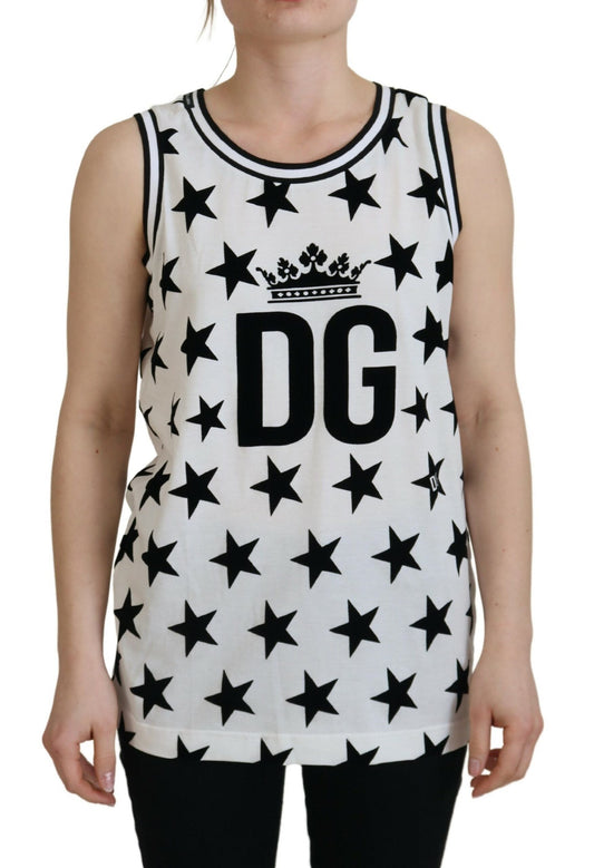 Weißes DG Crown Star Print Ärmelloses Tank-Top