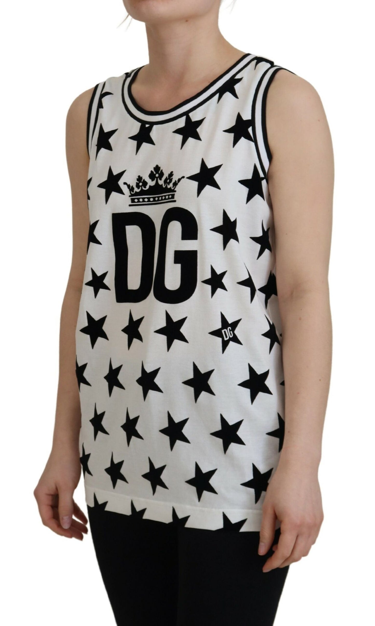 Weißes DG Crown Star Print Ärmelloses Tank-Top