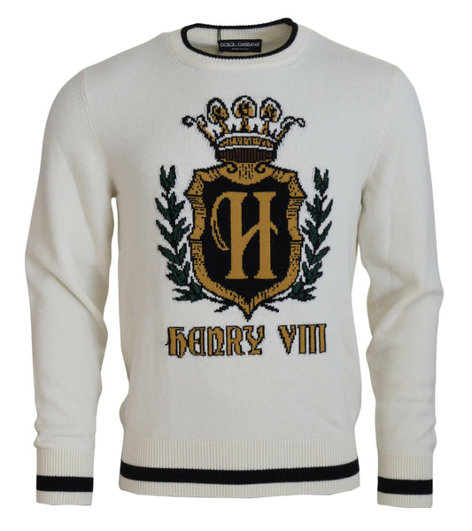 Weißer Henry VIII Kaschmirpullover