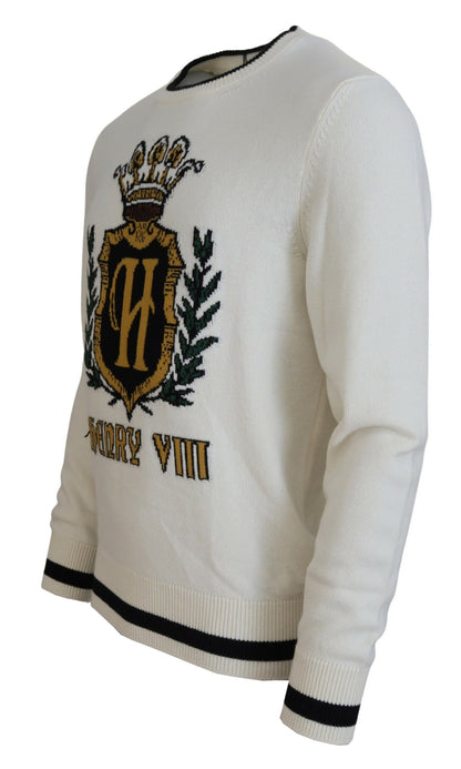 Weißer Henry VIII Kaschmirpullover