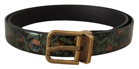 Multicolor Leder Vernice Pavone Bronze Metallgürtel
