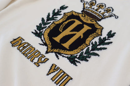 Weißer Henry VIII Kaschmirpullover
