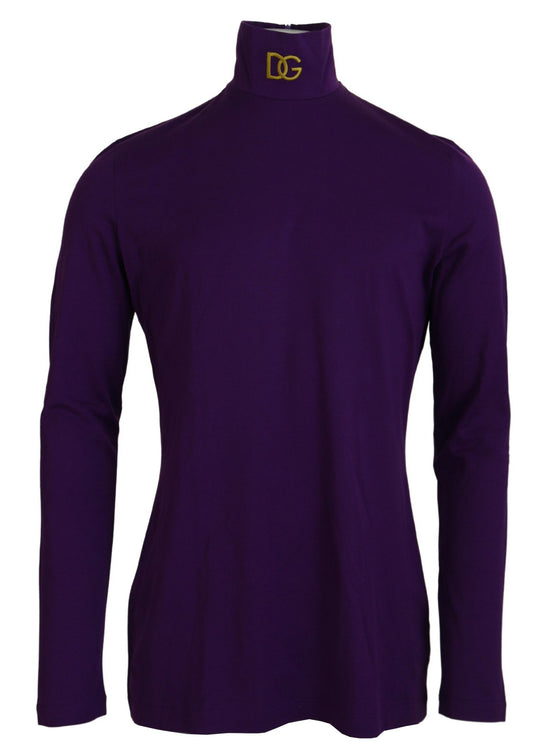 Lila Rollkragenpullover aus Baumwolle