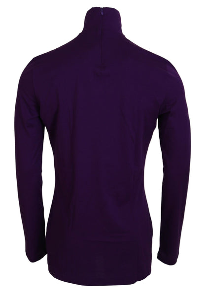 Lila Rollkragenpullover aus Baumwolle