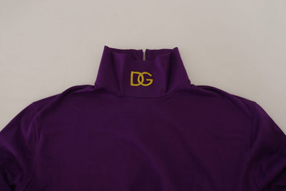 Lila Rollkragenpullover aus Baumwolle