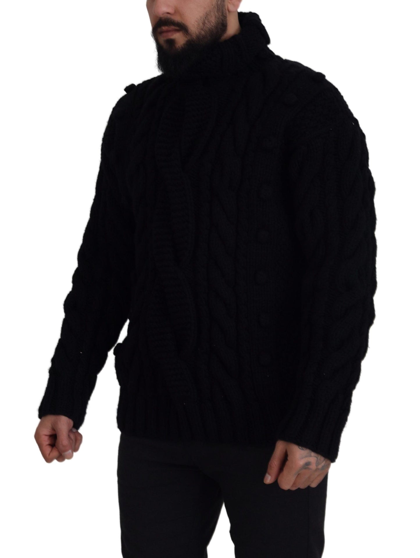 Schwarzer Kaschmir-Rollkragenpullover