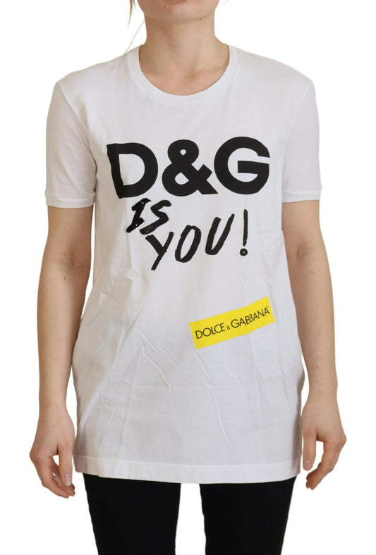 Weißes DG Logo bedrucktes kurzärmeliges Top