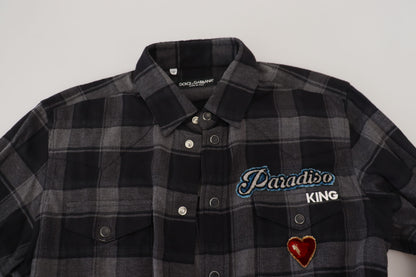 Schwarz Gray Check Herren Langarmhemd