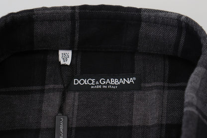 Schwarz Gray Check Herren Langarmhemd