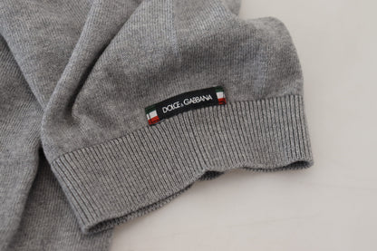Graues Kurzarm-T-Shirt mit Kragen aus Baumwolle