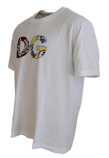 Weißes Carretto Baumwoll-T-Shirt mit kurzen Ärmeln