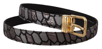 Multicolor Patchwork-Ledergürtel mit Gold-Jaquard