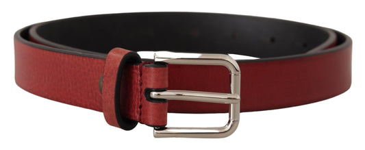 Kastanienbrauner Vitello-Leder-Gürtel mit silbernem Metall