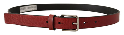 Kastanienbrauner Vitello-Leder-Gürtel mit silbernem Metall