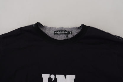 Schwarzes bedrucktes T-Shirt mit Rundhalsausschnitt für Herren