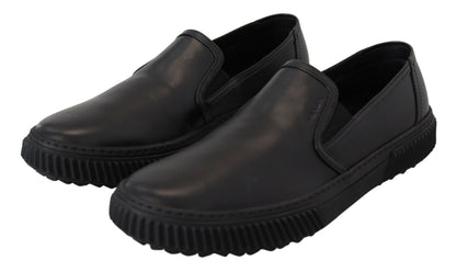 Schwarzer Stratus Leder Slip On Low Top Sneaker Schuhe