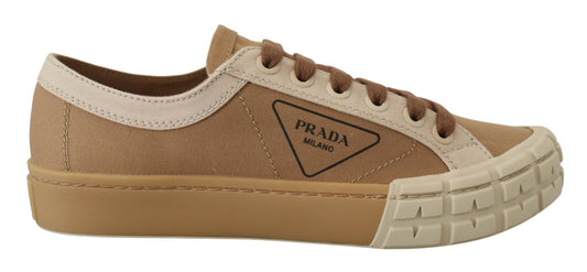 Braun Gabardine Bicol Low Top Turnschuhe Schuhe
