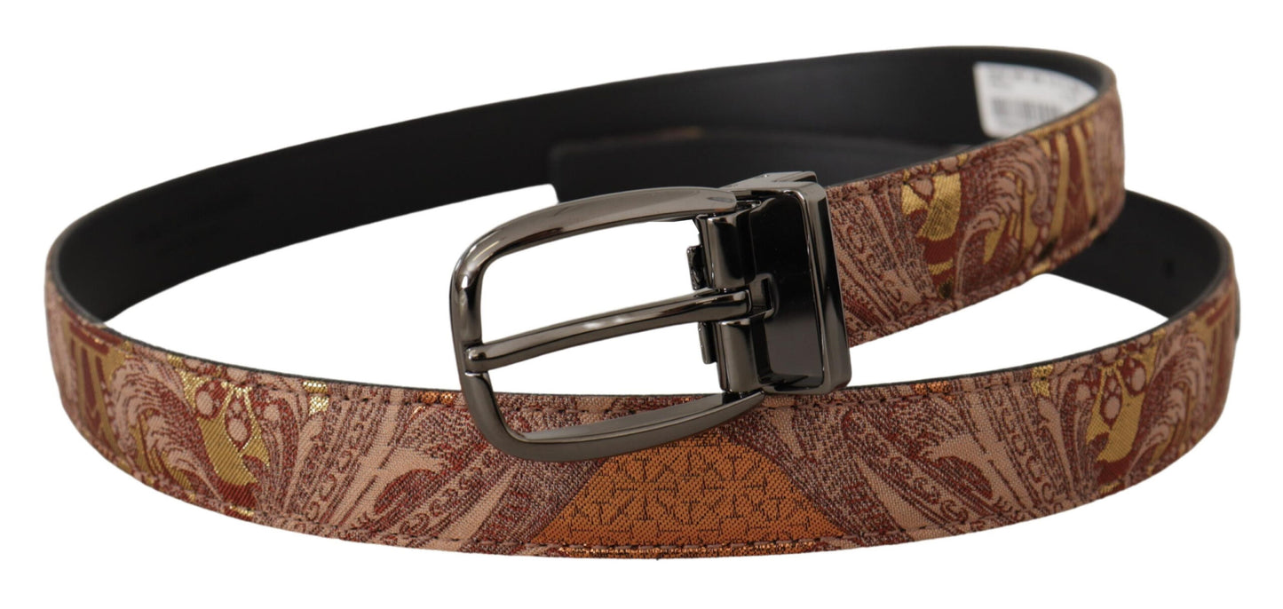 Multicolor geprägter Ledergürtel mit schwarzer Metallschnalle
