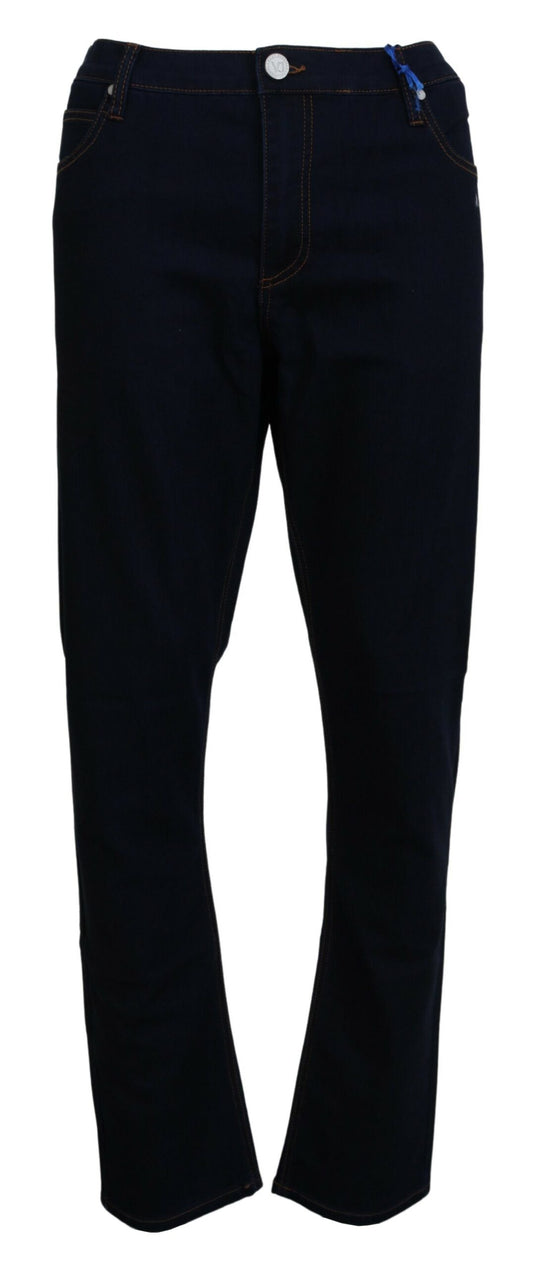 Dunkelblaue Baumwolle Straight Fit Herren Casual Denim Jeans