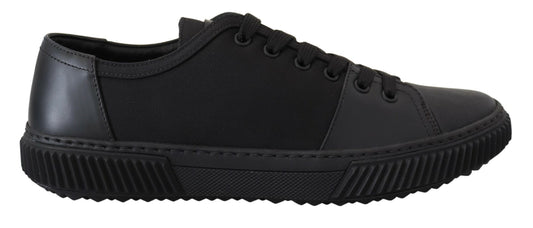 Schwarz Nylon Stratus Low Top Lace Up Sneakers Schuhe