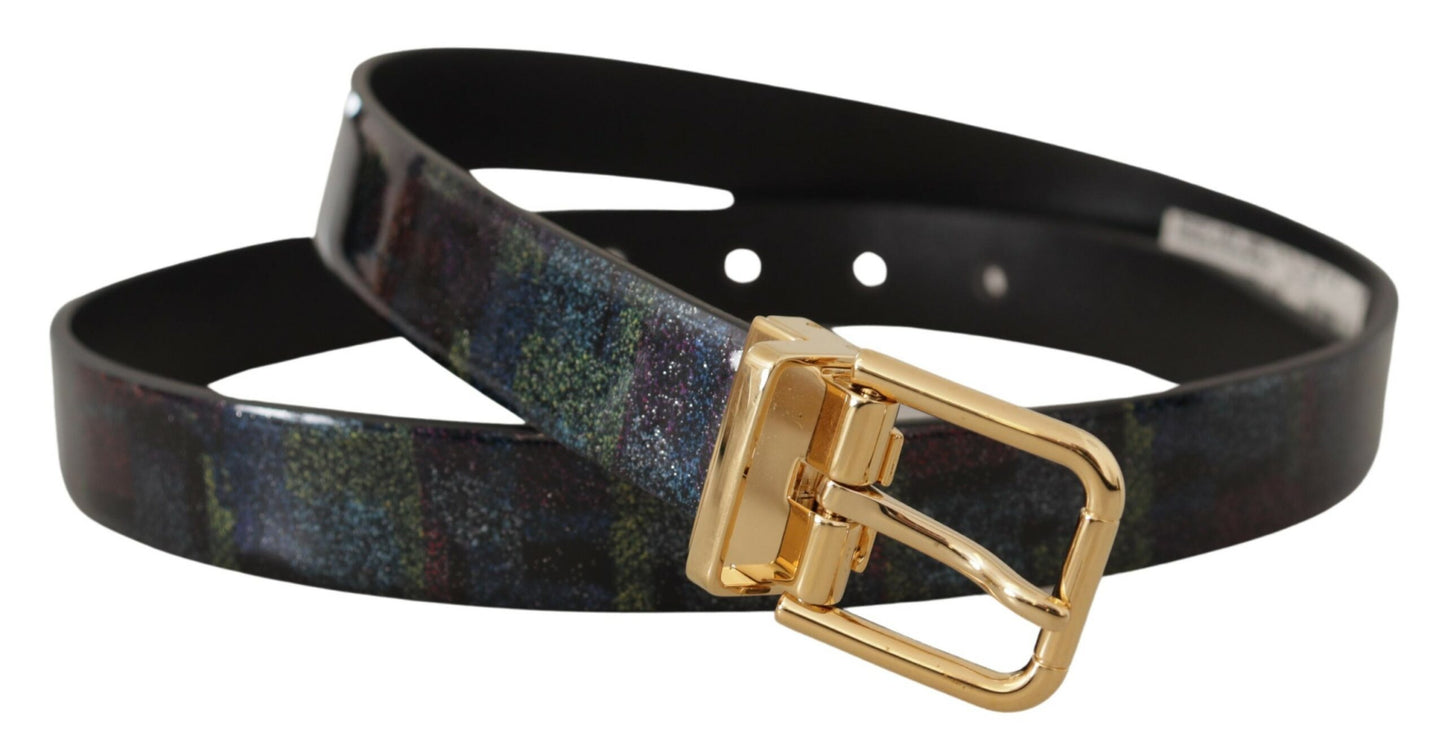 Multicolor Leder Goldton Metall Vernice Gürtel