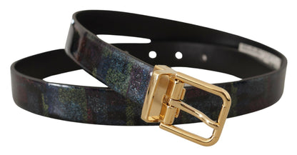 Multicolor Leder Goldton Metall Vernice Gürtel