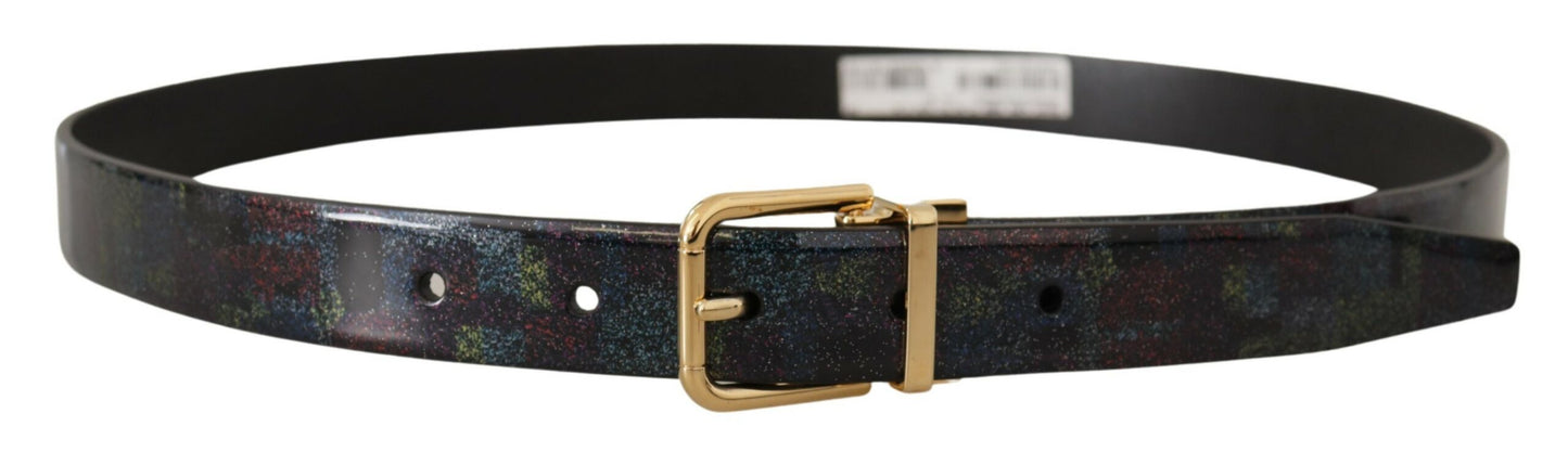Multicolor Leder Goldton Metall Vernice Gürtel