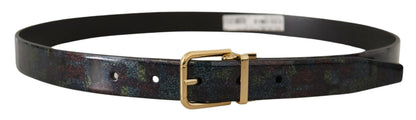Multicolor Leder Goldton Metall Vernice Gürtel