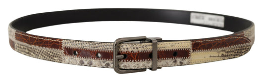 Multicolor Exotisches Leder Patchwork Metallgürtel