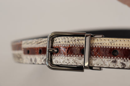 Multicolor Exotisches Leder Patchwork Metallgürtel