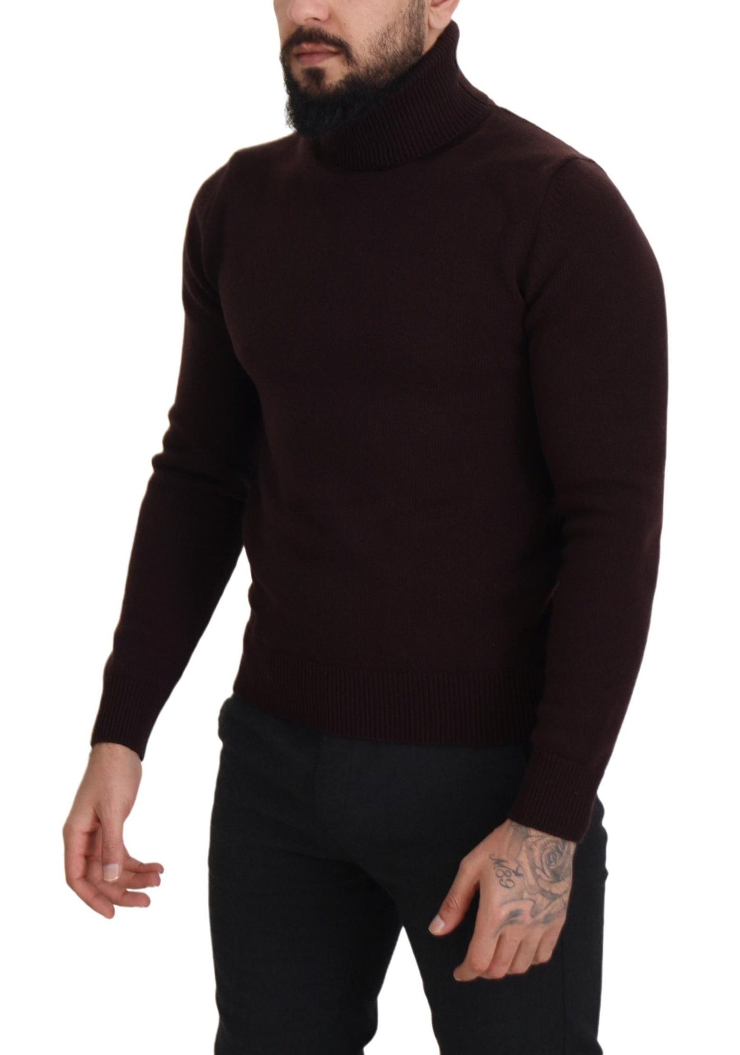Pullover mit Rollkragen aus brauner Wolle