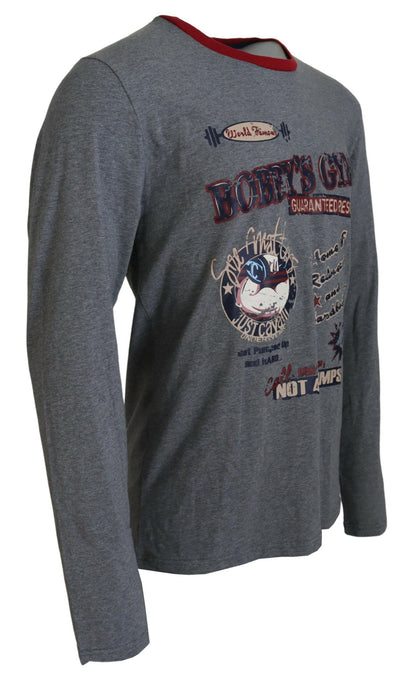 Graues Baumwolle bedruckt Männer Casual Pullover T-Shirt