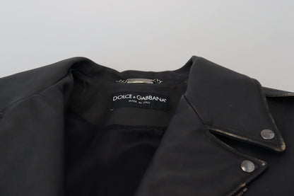 Schwarzer Leder Bikermantel Zipper Jacke
