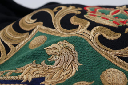 Schwarzer Kaschmir-Rollkragenpullover mit Krone