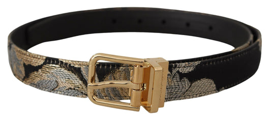 Multicolor Jacquard Leder Logo Goldschnalle Gürtel