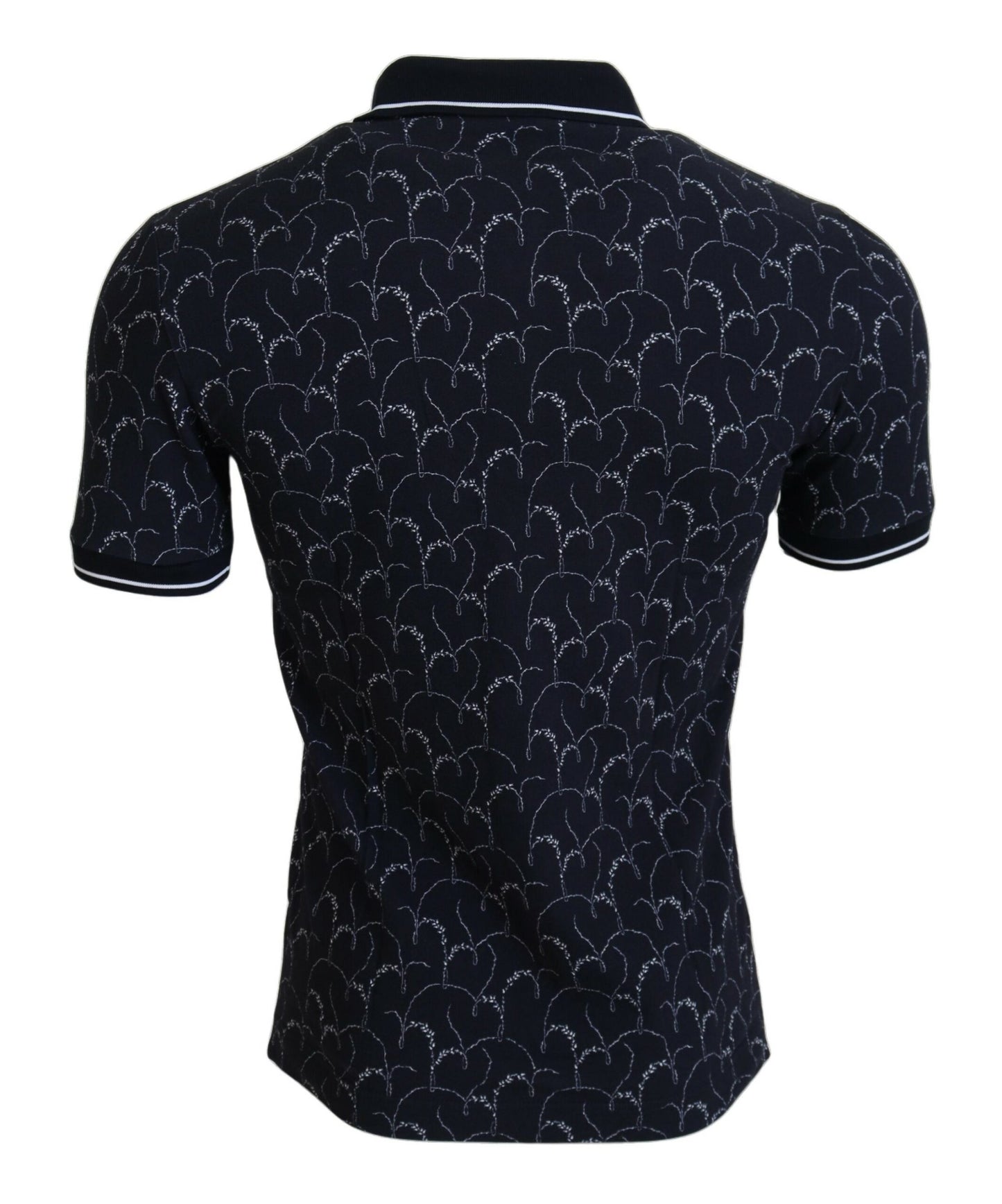 Blaues Kurzarm-Polo-T-Shirt mit Kronenkragen