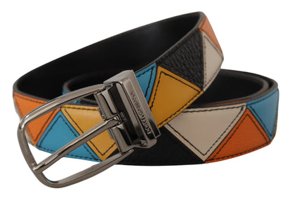 Multicolor Leder Silberfarbene Logoschnalle Gürtel