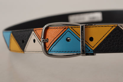 Multicolor Leder Silberfarbene Logoschnalle Gürtel