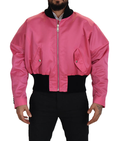 Nylon Rosa Männer Bomberjacke mit Reißverschluss