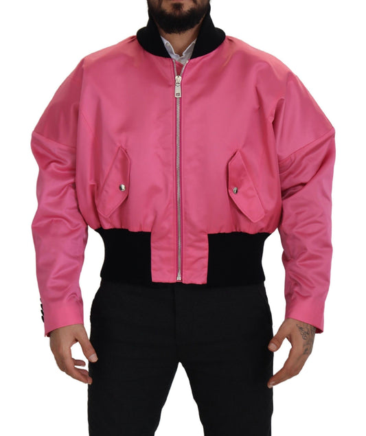 Nylon Rosa Männer Bomberjacke mit Reißverschluss