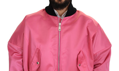 Nylon Rosa Männer Bomberjacke mit Reißverschluss