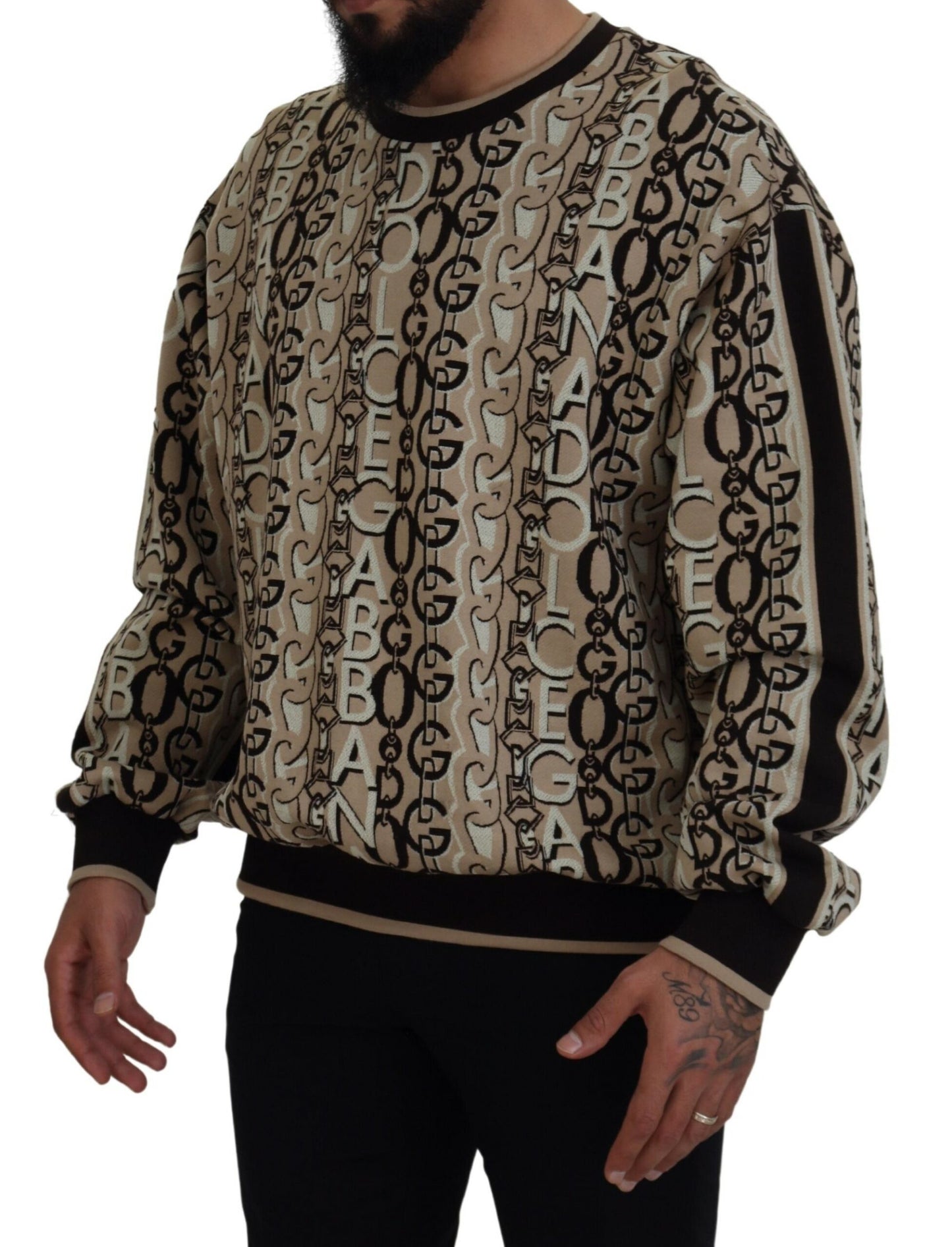 Beige Logo Mania Pullover aus Baumwolle