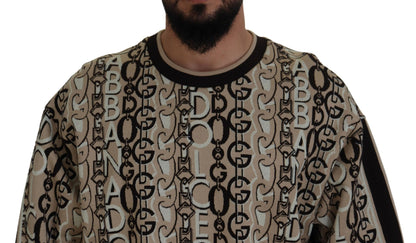 Beige Logo Mania Pullover aus Baumwolle