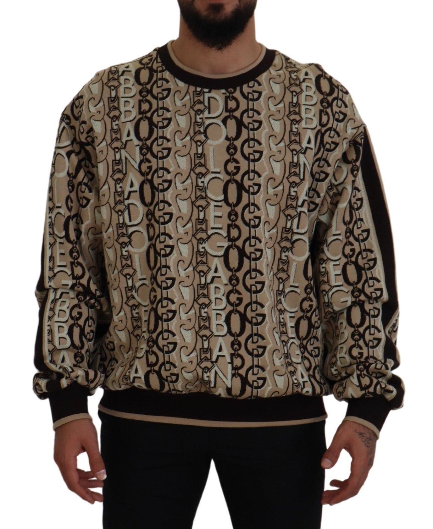 Beige Logo Mania Pullover aus Baumwolle