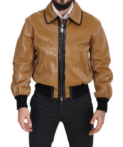 Baumwoll-Blousonjacke mit Reißverschluss in Dunkelkamel