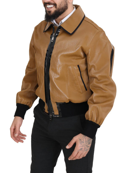 Baumwoll-Blousonjacke mit Reißverschluss in Dunkelkamel