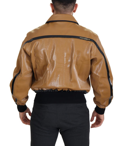 Baumwoll-Blousonjacke mit Reißverschluss in Dunkelkamel