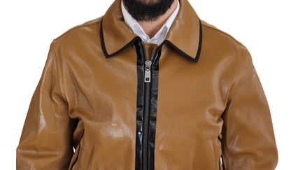 Baumwoll-Blousonjacke mit Reißverschluss in Dunkelkamel